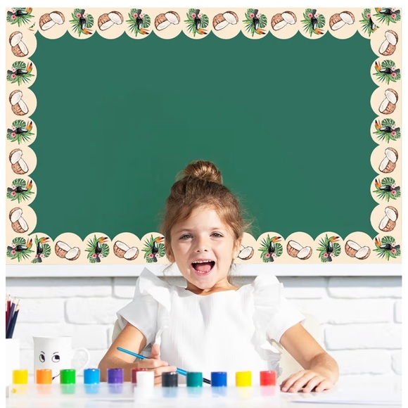 Whaline 82Ft Boho Tropics Summer Bulletin Board Borders - Picture 2 of 7